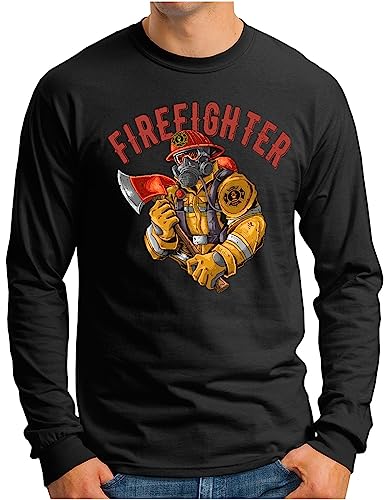 T-shirt pompier homme manches longues vêtement noir taille M OM3 sauveteur