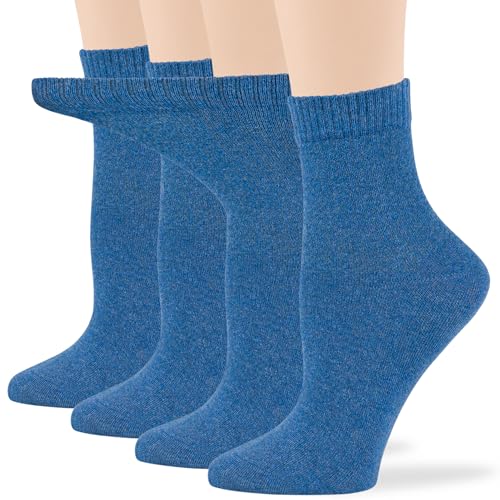 Image of 7BIGSTARS KINGDOM Women's Cotton Quarter Non-Binding Diabetic Fashion Socks-L-M-4 Pack-Multicolor