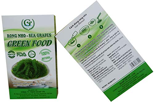Salted Sea Grapes GREEN FOOD - Dehydrated seaweed - Organic - Umibudo - Green caviar - Caulerpa lentillifera (3.53 OZ/100g of 5 packs)