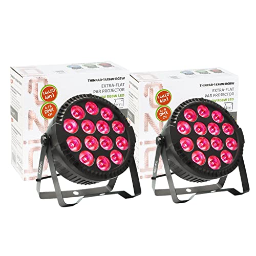 Ibiza light - Pack 2 Projecteurs Par THINPAR-14x6W-RGBW DMX Télécommande LED Extra-plats Soirée Dj Fête Bar Club Discothèque Ambiance