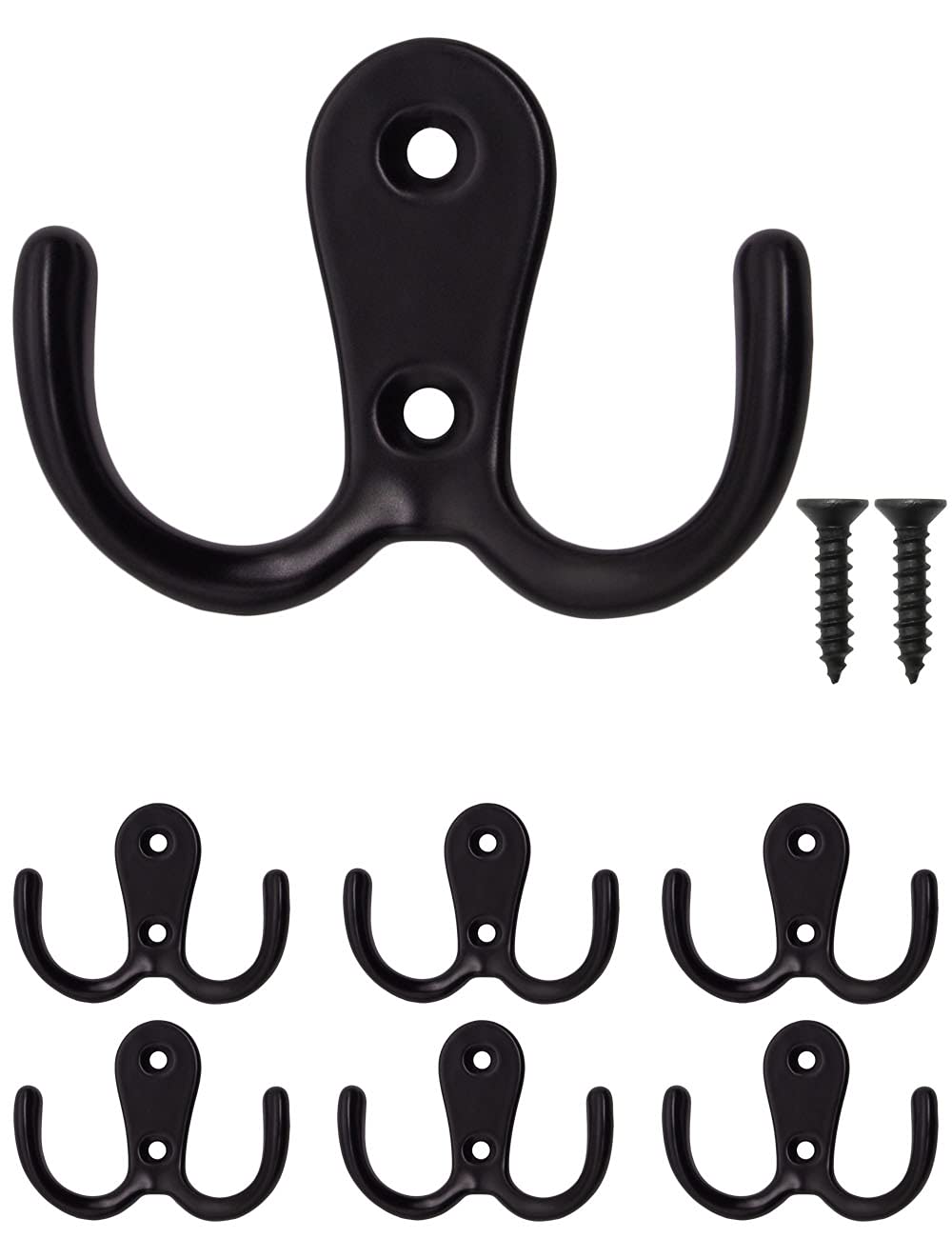Fuxxer 6 ganci classici per asciugamani, in ferro, colore nero, set da 6