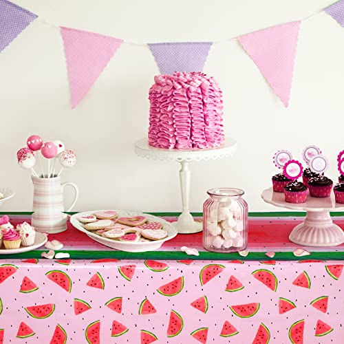 Durony DY0484 2 Pack Watermelon Plastic Tablecloths 54 X 108 Inches Pink Watermelon Plastic Table Cloth Cover Watermelon Party Supplies thumb #5