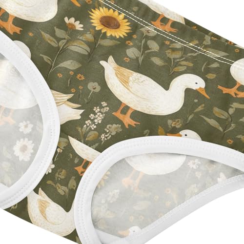 Wusikd White Ducks Girls' Underwear Cotton Sunflowers Green Girls Briefs Soft Toddler Underwear 2T4