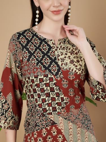 Image of Amazon Brand - Anarva Jaipuri Cotton Printed Short Kurti for Women