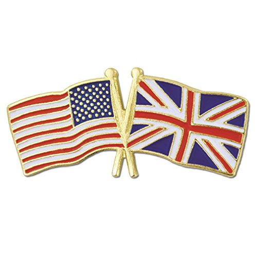 PinMart USA and UK United Kingdom Crossed Friendship Flag Enamel Lapel Pin