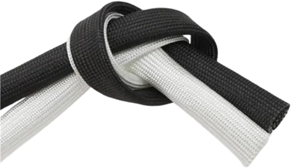 1pc Braided Fiberglass Sleeve - 600°C, 1m/5m Length, Flame Retardant Cable Management Tube for Home & Office Use(Black,14MMx5M)