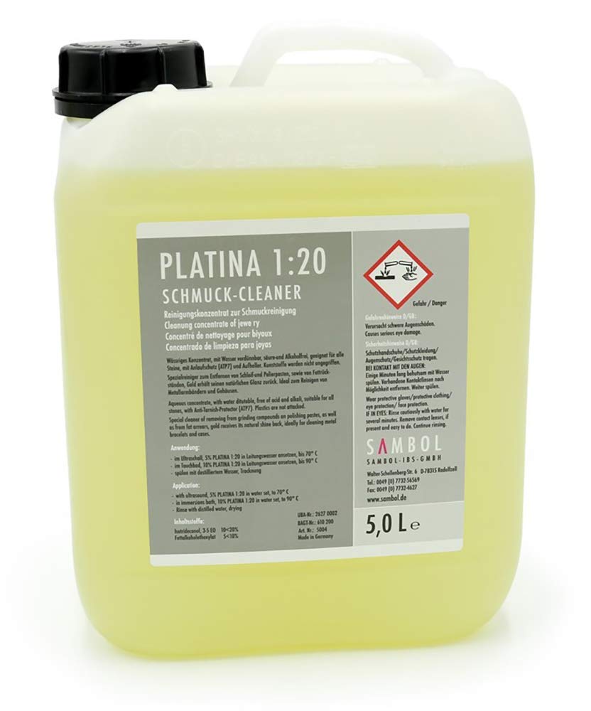 Sambol - Platina 1:20 Schmuck-Reiniger - für jeden Schmuck geeignet, Konzentrat mit Wasser verdünnbar (5 Liter)