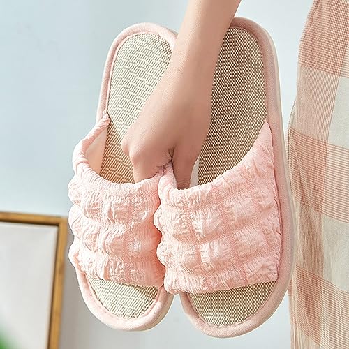 Linen Slipper for Women Cute Bubble Absorb Sweat Slide House Lightweight Comfy Sandal 2025 Summer Spring Shoes3