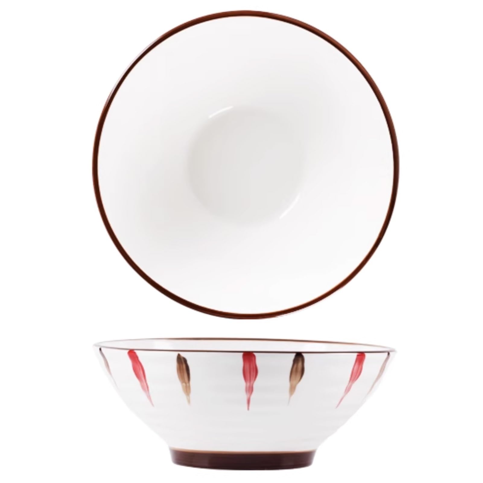 7.5in/9in Japanese Ramen Bowl, Brown Ceramic Tableware Creative Ramen Bowl Large Soup Bowl Fruit Salad Bowl, Vintage Noodle Bowls Traditional Handmade (Color : Red, Size : 9in)