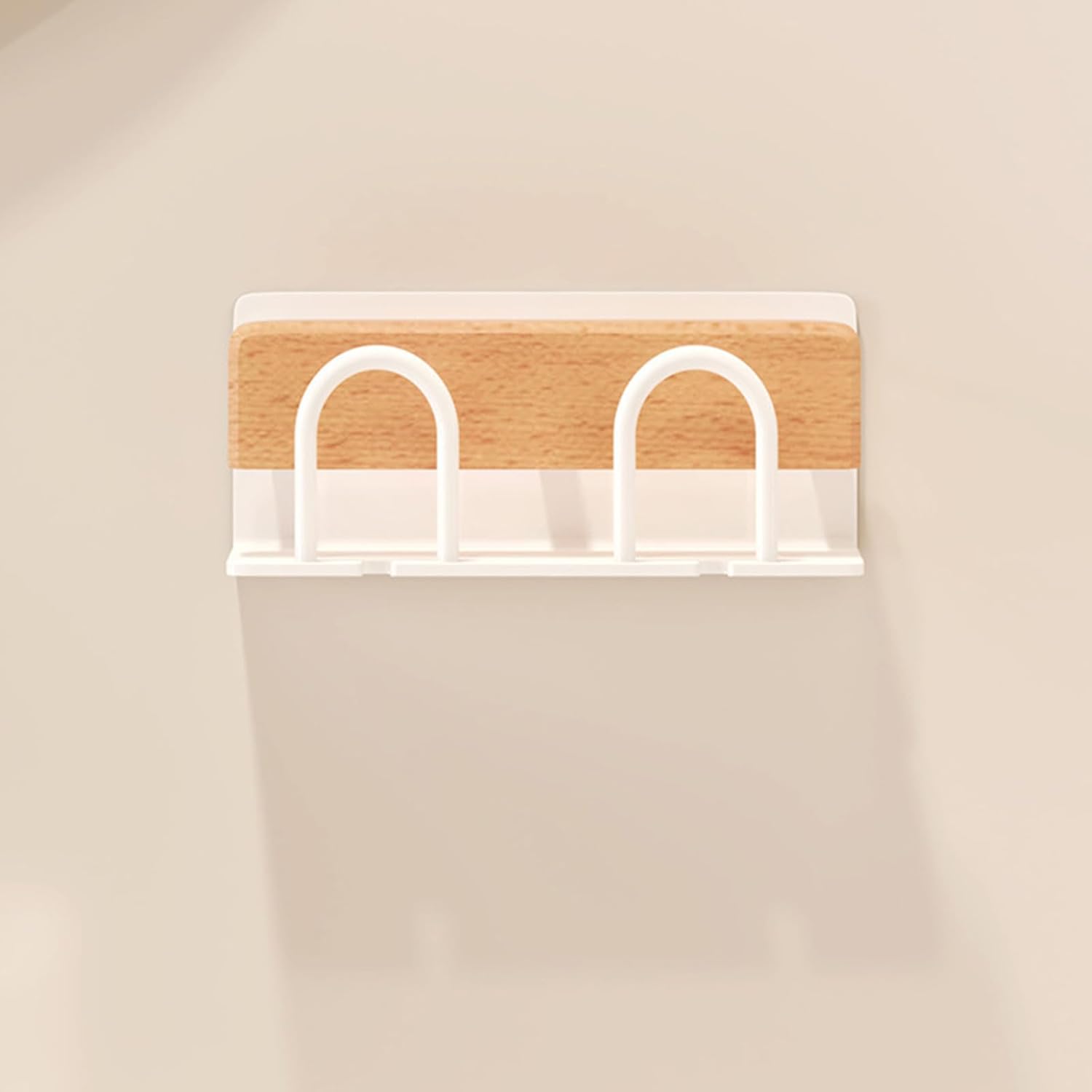 Wall Mount Wood Electric Toothbrush Holder Organizers with Space Saving Aluminum Frame for Bathroom Convenience No Drill Toothbrush Organizers