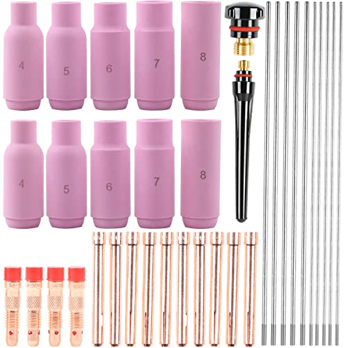 TIHOOK 36 Pièces Accessoires de Soudage TIG Pièces D'usure, Accessoires TIG, Buses en Céramique,...