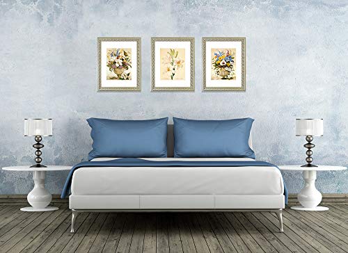 Image of Golden State Art, 11x14 Ornate Finish Photo Frame, Silver Beige Color, with White Mat for 8x10 Picture & Real Glass