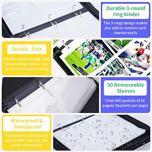 Hesplus 400 Pockets Football Card Binder For Football Trading Cards, Display Case With Baseball Card Sleeves, Card Storage Protective Sleeves For Football Card, Baseball Card Mtg, Tcg, Sports Card #TOP4