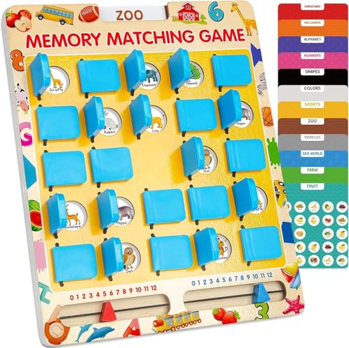 Matching Memory Game for Kids Age 3 4 5 6 7 8 Year Old Montessori Brain Teasers Game Travel Toy for Boys Girls Board Game Road Trip Essentials for Toddler Activity Birthday Gifts(Random Colour)