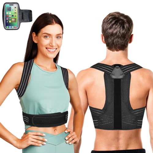 Corrector de Postura con brazalete deportivo para Mujer y Hombre, Soporte Postural Ergonómico, Corrector De Espalda Ajustable y Transpirable para El Alivio del Dolor Cervical Lumbar y de Hombros