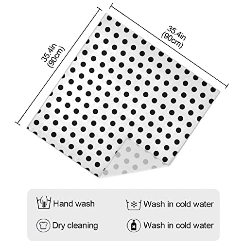 Black White Polka Dot Women Square Silk Like Hair Scarf Head Wrap Satin Head Scarf 35 x 354