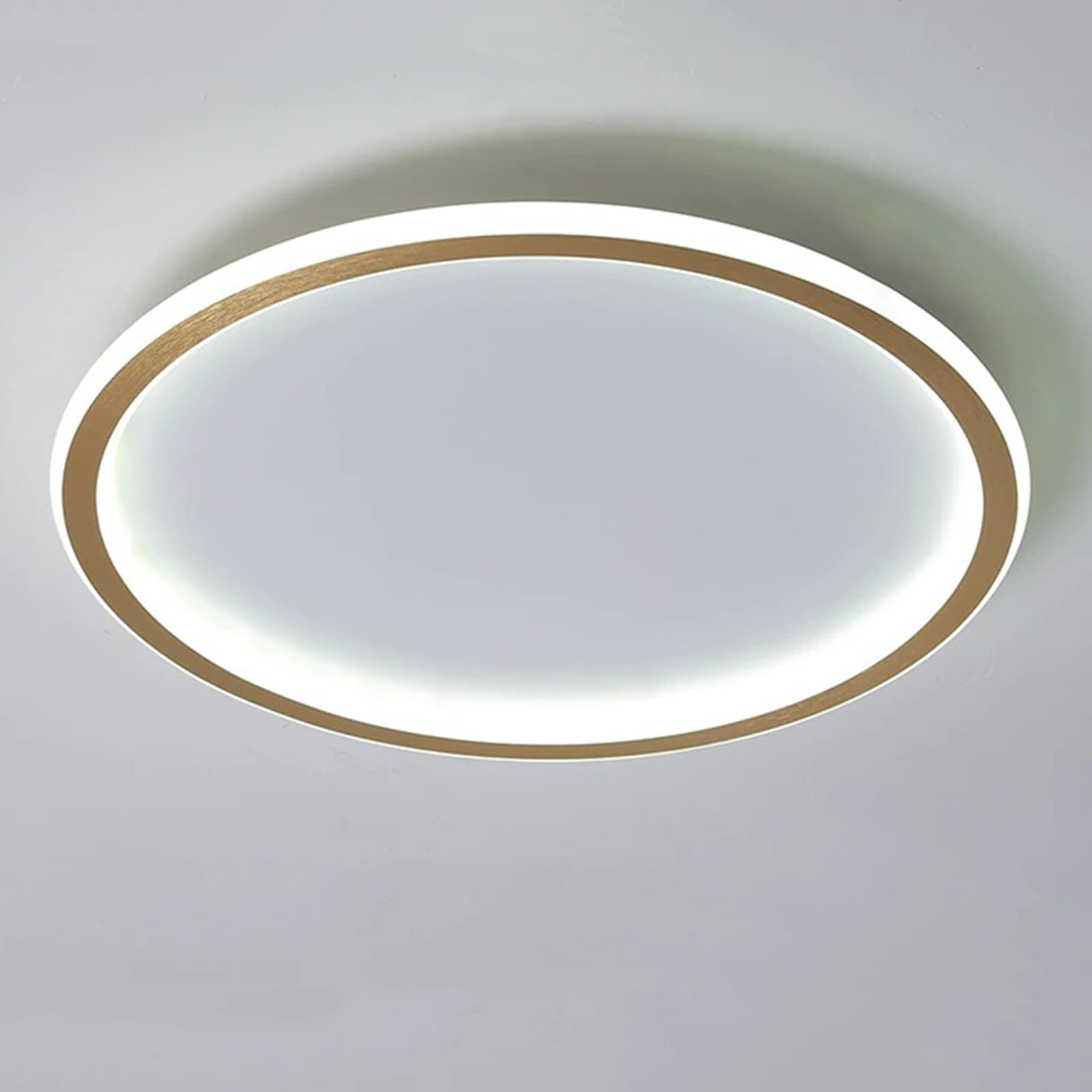 CQDWD Round LED Ceiling Light, Nordic Modern Ultra-Thin Circle Ceiling Lamp Surface Mount Metal Light Fixture For Living Room, Bedroom Lamp,Gold+Cool White-50cm 61W