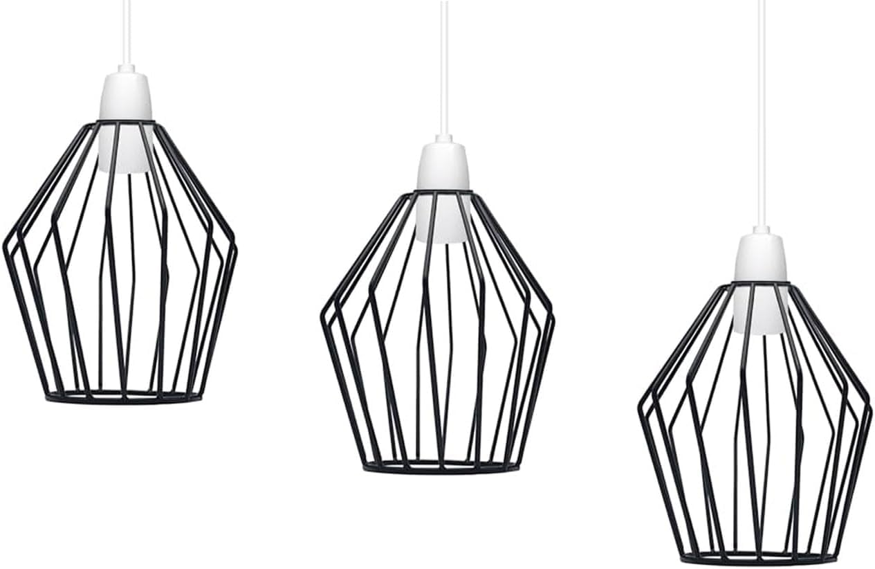 LEDSone Metal 3 Pack Wire cage Vintage Industrial Cage Chandelier Lampshade Wall Lamp Ceiling Wire cage for Kitchen Living Room hallways (Black - 3 Pack) โ image 1