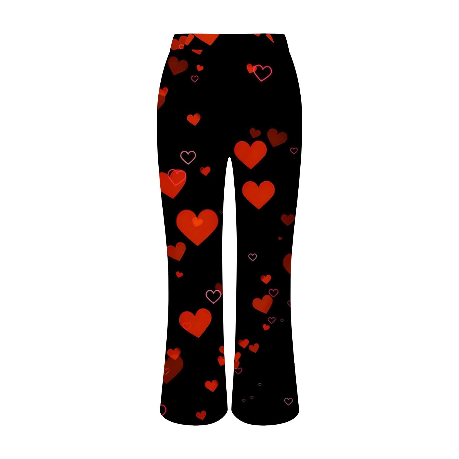 Pantaloni a zampa da donna, a vita alta, larga, in denim, per San Valentino, con stampa amorosa, pantaloni in denim, taglie grandi, extra lunghi, con tasche e bottoni