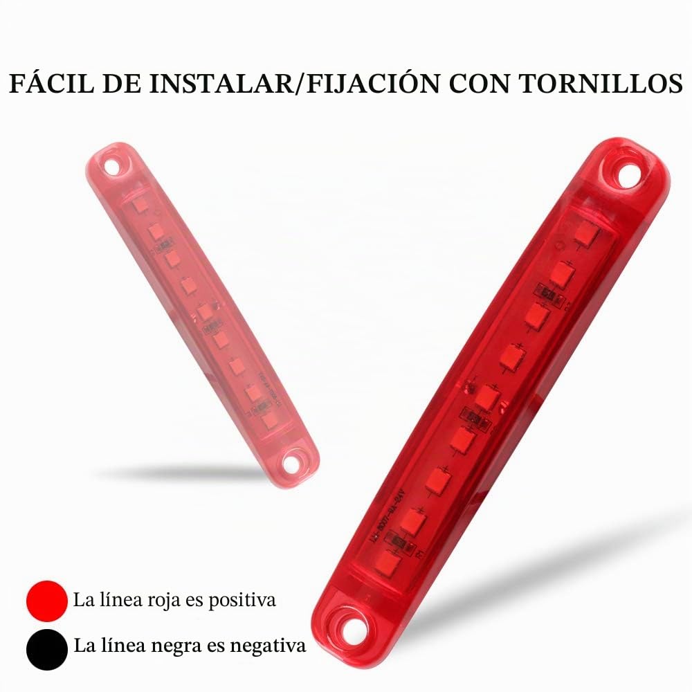 10pcs 9LED 12-24V Súper Brillante Luces de Posición laterales Lámpara - Luz de Posición del Camión -Side Marker Luz de Advertencia del Remolque del Vehículo -Camping Van Remolque Motocicleta(Rojo)