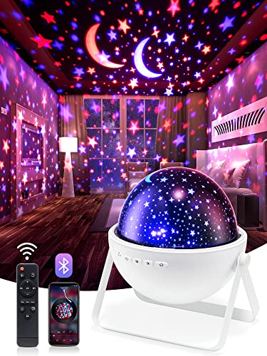 婴儿夜灯,音乐和点亮夜灯,带蓝牙定时器,12 色儿童夜灯星空投影仪,星空投影夜灯,女婴男孩卧室装饰