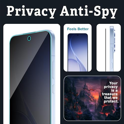 Image of FIRST MART Privacy Tempered Glass for Oppo Reno 15 & Reno 15C, 2 Pack | Anti-Spy 9H Screen Protector, Edge-to-Edge, Case-Friendly, Scratch Resistant, Bubble-Free