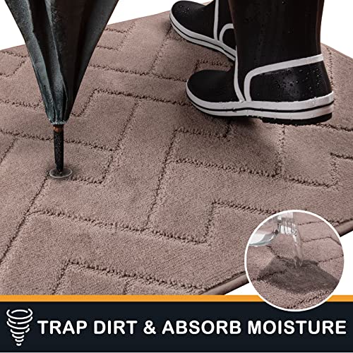 PURRUGS Dirt Trapping Door Mat 32" x 70", Non-Slip Machine Washable Entry Rug, Shoe Scraper, Dog Doormat, Super Absorbent Welcome Mat for Front & Back Door, Muddy Wet Shoes & Paws, Grayish Brown