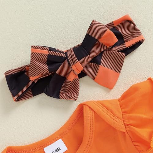 Kupretty Baby Girl Clothes Infant Fall Winter Outfit Long Sleeve Ruffle Romper Bodysuit + Camouflage Pants + Headband Set2