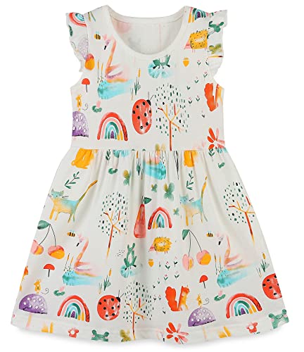 TEDD Mädchen Kleider Kurzarm Einhorn Blumen Sommerkleid Baumwolle Kleid Geburtstag Party Mädchenkleid Gr. 92-122 3-4 Jahre