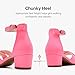 LAURMOSA Hot Pink Heels Sandals for Girls Dress Shoes High Heels for Kids Flower Girl Shoes Open Toe Ankle Strap Chunky Low Wedge Sandals for Toddler Little Big Kids Wedding Party (L1032NuFuchsia 4)