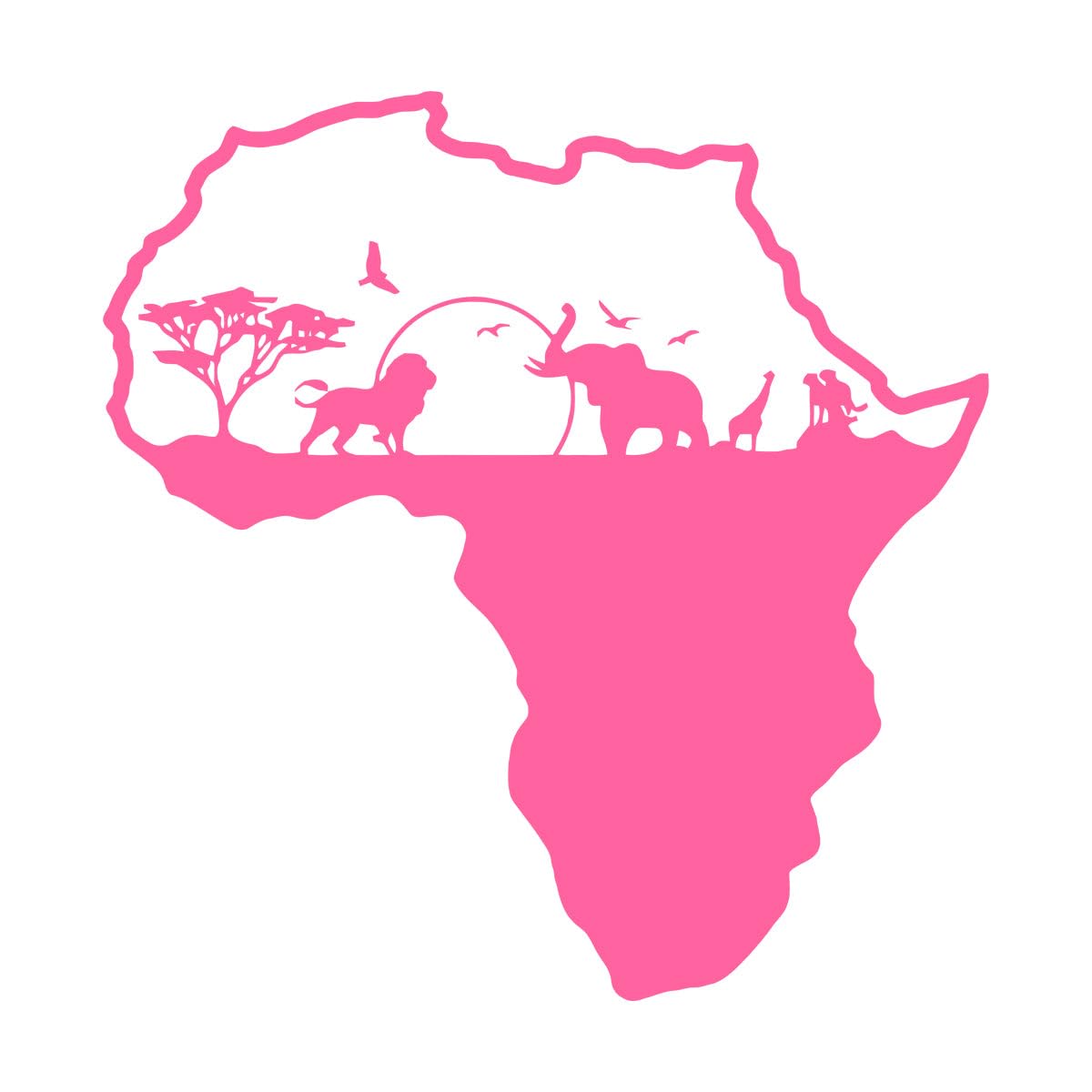 Africa Wall Decal Safari Decor Wild Animals Lion Elephant Palm Tree Wall Sticker Vinyl Sticker Nature Wall Decor Poster Extra Large - 67x68cm — image 1