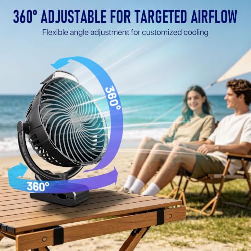 Gentsvip 8 Inch Rechargeable Clip on Fan 10000mAh Portable Camping with LED Light 9 Speed - image 6