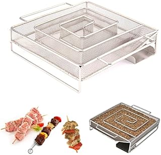 Cold Smoke Generator, Pellet Smoker Tray Box for BBQ Grill 5.9 x 5.9 Inch, Ideal for Smoking Cheese, Fish, Pork, Salmon, Stainless Steel Grill Cooking Tools Accessories (Square), 5.9*5.9in