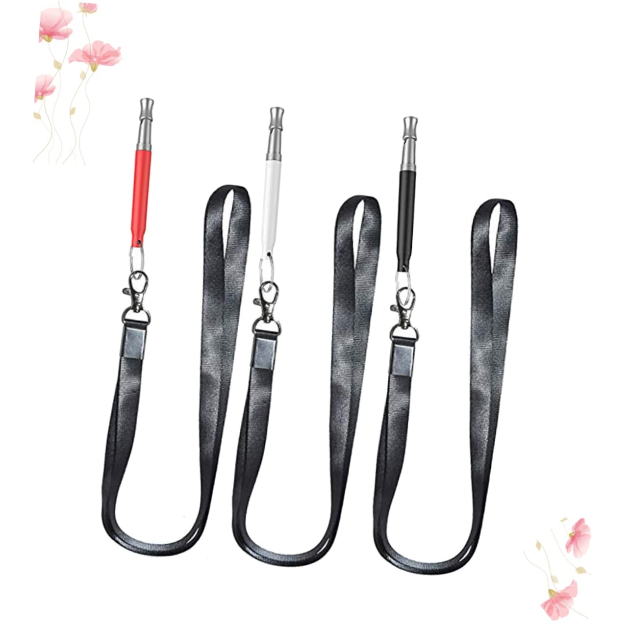 HANABASS Dog Whistle Lanyard Pet Training Tool Stop Dog Barking Safe and Training Method Black White Red