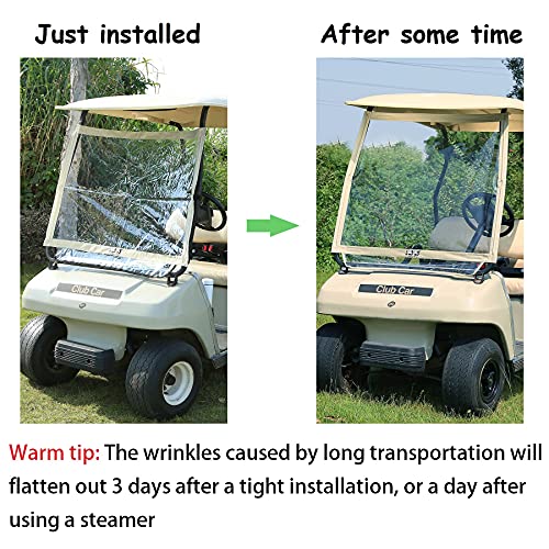 10L0L Golf Cart Foldable Windshield For Club Car Ds, Portable Clear Film Pvc Impact-Resistant Windproof #TOP2