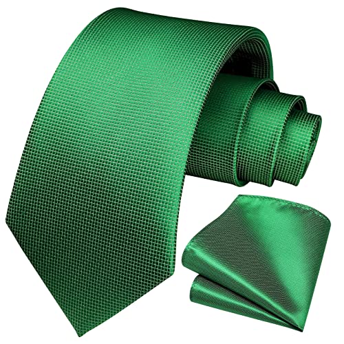 Image of HISDERN Ties for Men Solid Houndstooth Neckties Handkerchief Formal Business Tie & Pocket Square Set Wedding Party