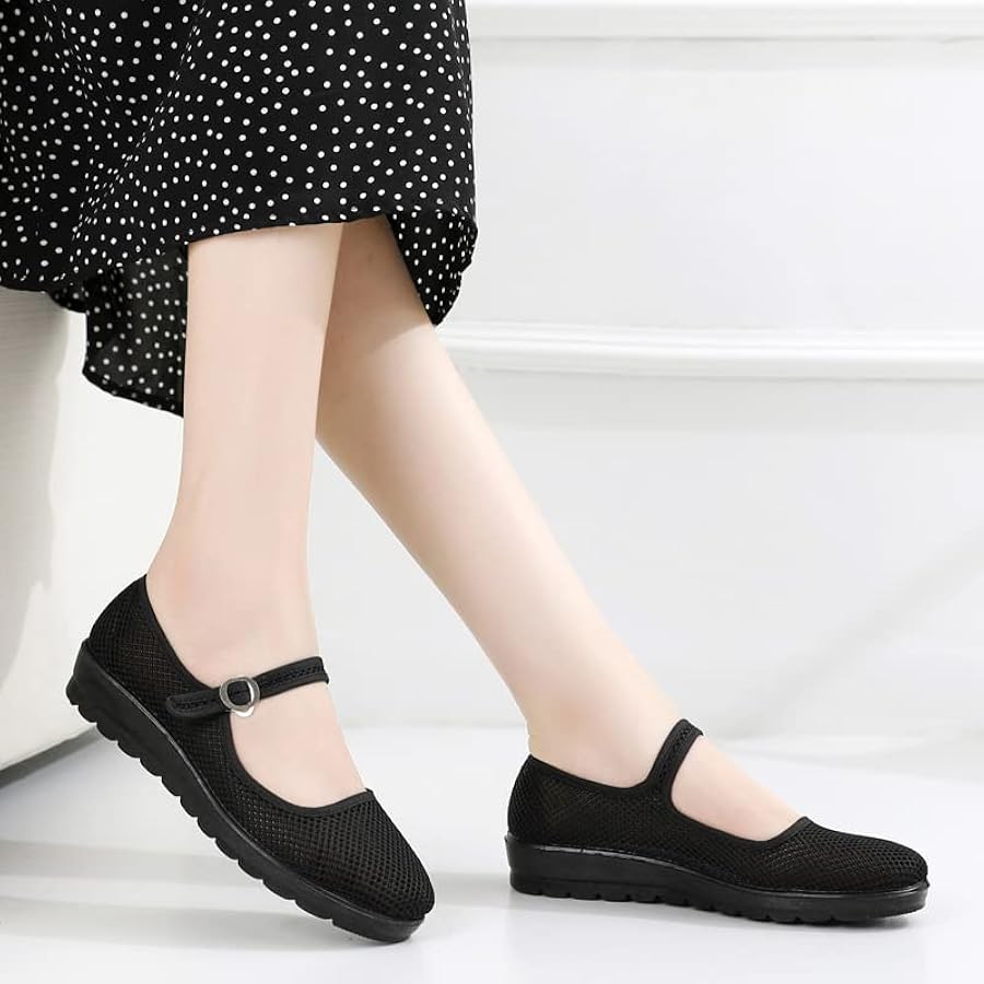 Amazon.com | inupon Womens Black Mary Jane Shoes Mesh Chinese