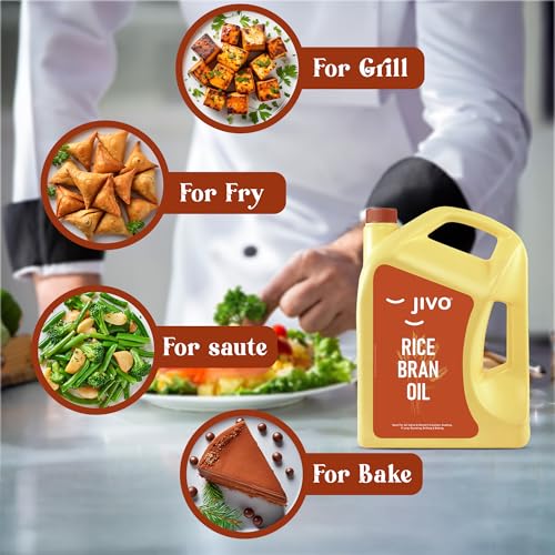 Image of Jivo Rice Bran Oil 4 Litre | Premium Cooking Oil | Rich in Antioxidants | Ideal for Deep Frying, Sauteing & Baking | Chemical-Free