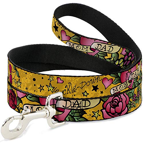 Laisse pour chien Buckle-Down jaune 1,8m nylon robuste - 2