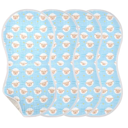 Sheep Face Pattern Baby Burp Cloths for Boys and Girls, Soft Muslin Spit Up Towels, 22"x11" Newborn Essentials for Feeding and Drooling, 1 Pack3