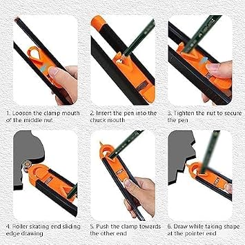 Precise Contour Scribe Tool with Lock For Pencil ,Woodworking Edge Corner Measuring Profile Duplicator, Multi-Functional Shape Picker, Arc Shaped Scribing, Irregular Contour Gauging Tool (1)