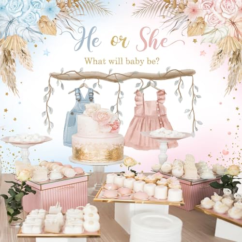 Fondo Fotográfico Baby Shower Gender Reveal 7x5ft Azul/Rosa miniatura 3