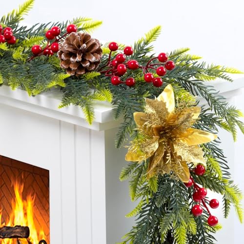 Couronne de Noël lumineuse 1m80 sur une cheminée chaleureuse - 2