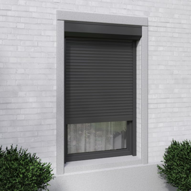 VOLET-MOUSTIQUAIRE Volet Roulant alu H140 cm x L120 cm Gris électrique Filaire