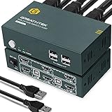 【4 USB2.0 & HDMI2.0& HDCP2.2】 Unterstützt HDMI2.0, Übertragungsrate 18 Gbit / s.HDCP2.2 Standards.Dieser KVM Switch dual monitor verfügt über 4 USB2.0-Anschlüsse. Sie können U-Disk, Scanner, Drucker, Webcam usw. gemeinsam nutzen. Machen Sie Ihre Arbeit bequemer. EDID adaptiv. Es erkennt und passt verschiedene Anzeigegeräte automatisch an und unterstützt auch viele Arten von Eingabegeräten oder Signalquellen wie PCs, Laptops, Internet-TV-Boxen, DVDs usw. Kompatibel mit mehreren Systemen.
