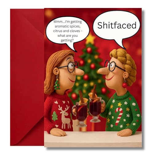 LimaLima Funny Christmas Card For Women Rude Wine Tasting Xmas Design Perfect For Best Friends