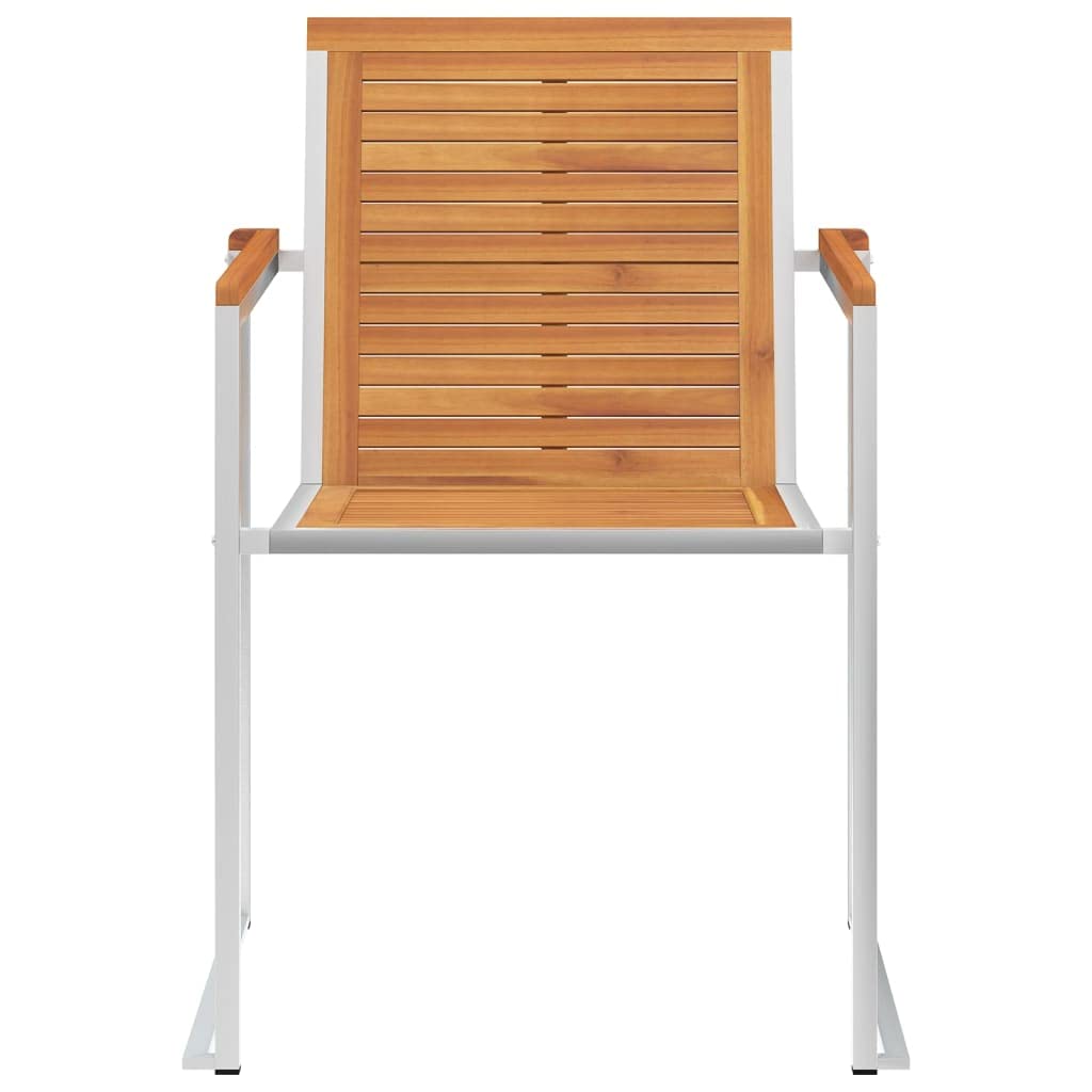Juego de 2 sillas de jardín con cojines de madera maciza de acacia y acero inoxidable – Juego de sillas de jardín de madera de acacia con cojines para patio y jardín