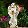 CHUANGFENG Angel Solar Garden Statues: 12.5” Cemetery Decorations for Grave Praying Angel Figurines for Outdoor Lawn Yard Patio Decor Memorial Gifts for Women