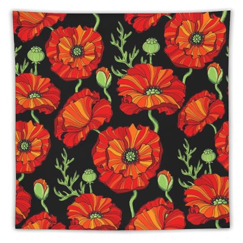 Tapisserie coquelicots rouges pour créer une ambiance bohème et fleurie dans votre chambre