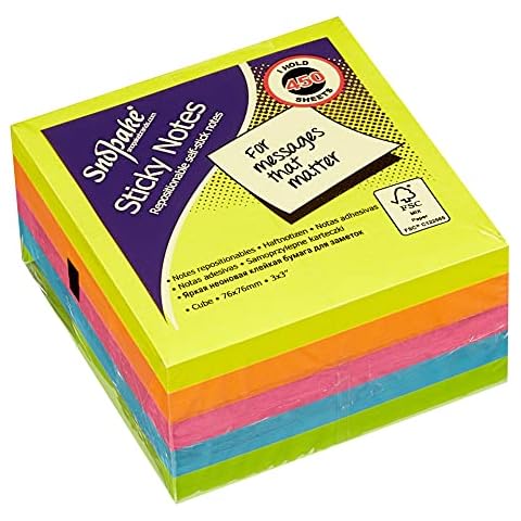Snopake Neon Assorted Sticky Notes Cube Cover